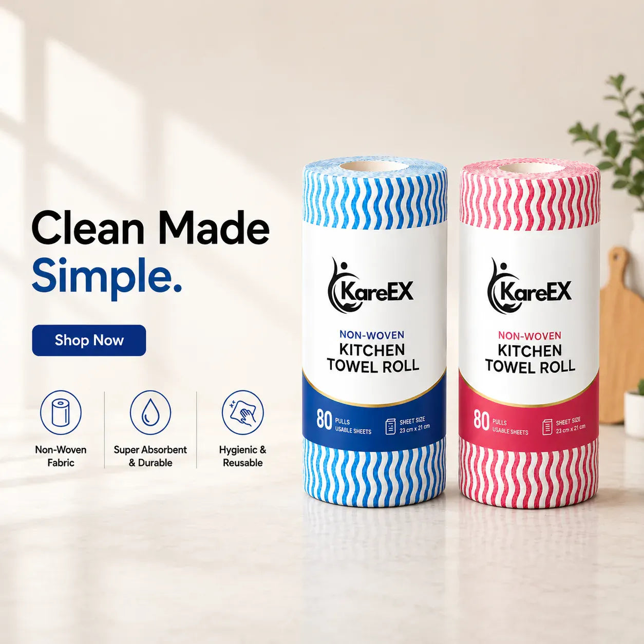 Non-woven kitchen towel rolls — clean made simple